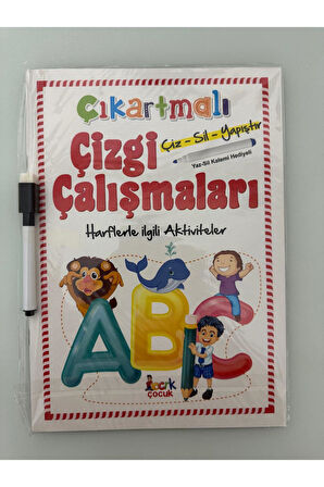 Bıcırık Yayınları Çizgi ÇAlışması Aktivite Kitabı Harfler (Yaz-Sil Kalem Hediyeli)