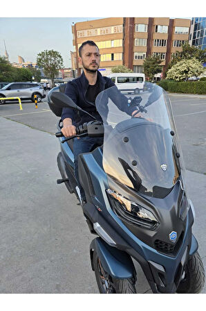 MOTOCAM Piaggio MP3 530 Siperlik Ön Cam 2023-2025 Model 60cm Şeffaf Renkli 4mm ORTA BOYLU
