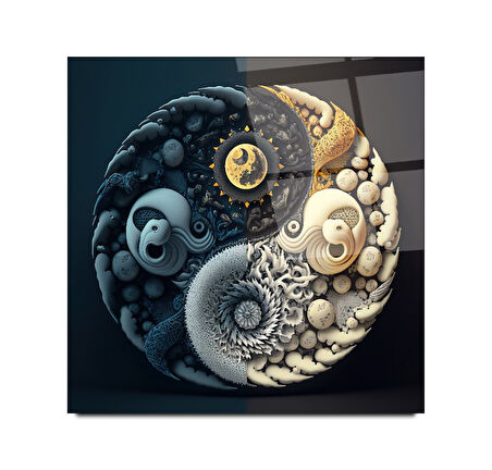 Ying Yang Cam Tablo | Hediyelik, Dekoratif, Ofis, Mutfak 