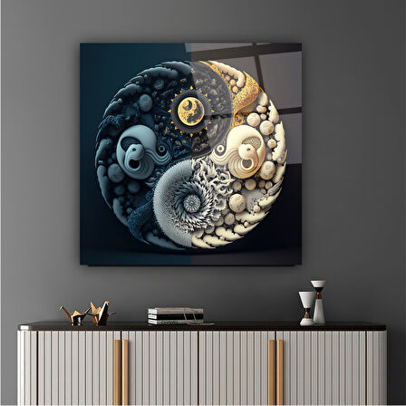Ying Yang Cam Tablo | Hediyelik, Dekoratif, Ofis, Mutfak 