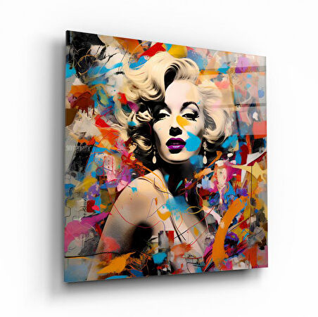 Marilyn Monroe Portresi Cam Tablo | Hediyelik, Dekoratif, Ofis, Mutfak 