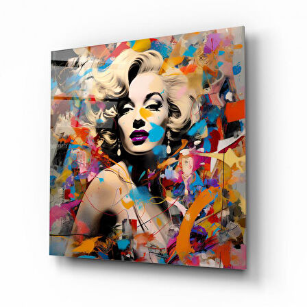 Marilyn Monroe Portresi Cam Tablo | Hediyelik, Dekoratif, Ofis, Mutfak 