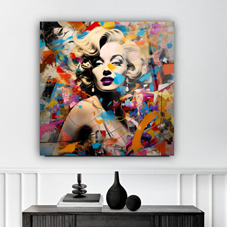 Marilyn Monroe Portresi Cam Tablo | Hediyelik, Dekoratif, Ofis, Mutfak 