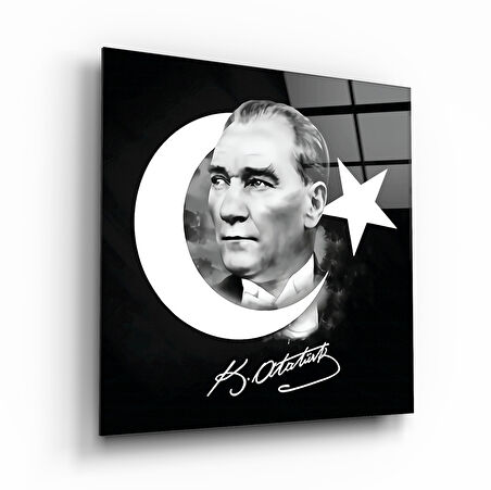 Atatürk Cam Tablo | Hediyelik, Dekoratif, Ofis, Mutfak 