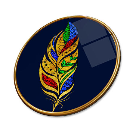 Gold Tüy Yuvarlak Cam Tablo | Hediyelik, Dekoratif, Ofis, Mutfak 