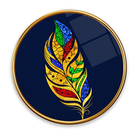 Gold Tüy Yuvarlak Cam Tablo | Hediyelik, Dekoratif, Ofis, Mutfak 