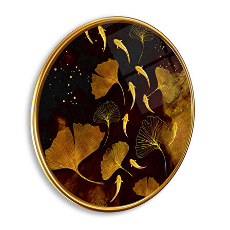Gold Tema Yuvarlak Cam Tablo | Hediyelik, Dekoratif, Ofis, Mutfak 