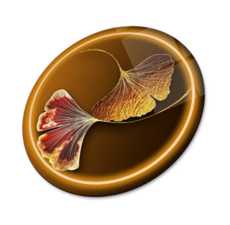 Gold Yaprak Yuvarlak Cam Tablo | Hediyelik, Dekoratif, Ofis, Mutfak 