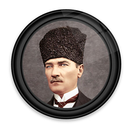 Atatürk Yuvarlak Cam Tablo | Hediyelik, Dekoratif, Ofis, Mutfak 