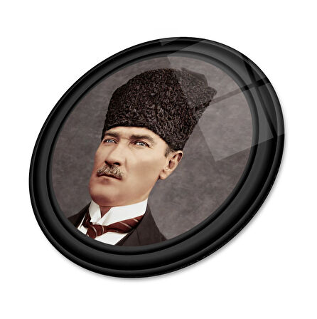 Atatürk Yuvarlak Cam Tablo | Hediyelik, Dekoratif, Ofis, Mutfak 