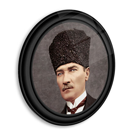 Atatürk Yuvarlak Cam Tablo | Hediyelik, Dekoratif, Ofis, Mutfak 