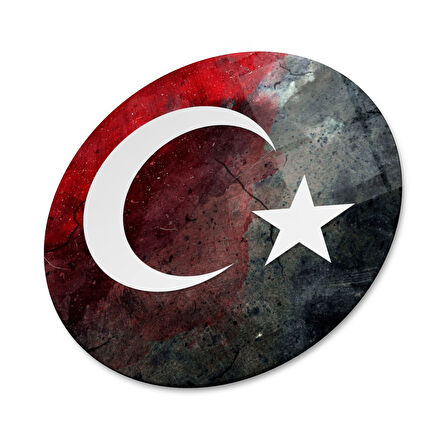 Bayrak Yuvarlak Cam Tablo | Hediyelik, Dekoratif, Ofis, Mutfak 