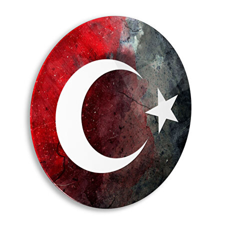 Bayrak Yuvarlak Cam Tablo | Hediyelik, Dekoratif, Ofis, Mutfak 