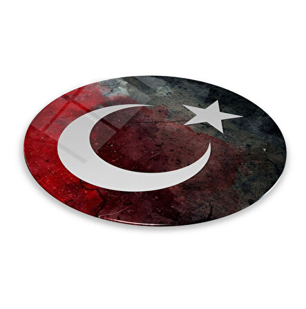 Bayrak Yuvarlak Cam Tablo | Hediyelik, Dekoratif, Ofis, Mutfak 