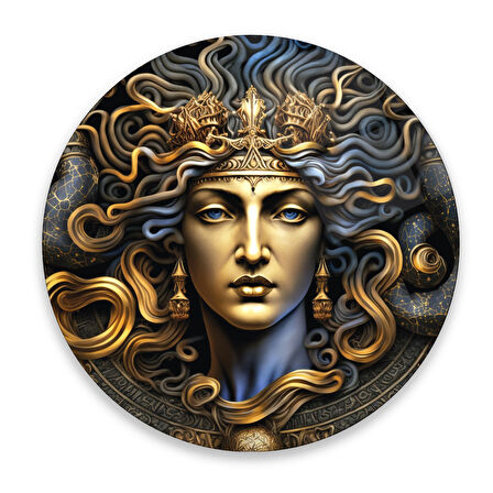 Medusa Yuvarlak Cam Tablo | Hediyelik, Dekoratif, Ofis, Mutfak 