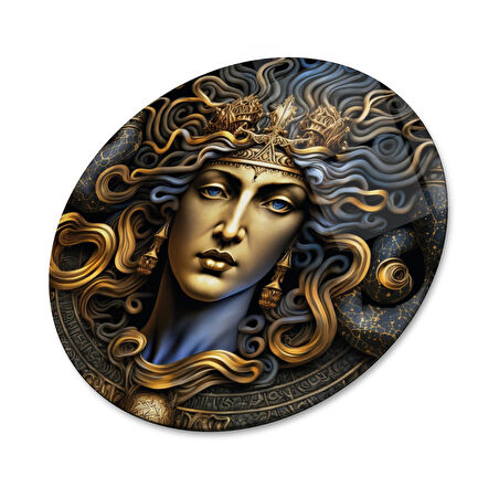 Medusa Yuvarlak Cam Tablo | Hediyelik, Dekoratif, Ofis, Mutfak 