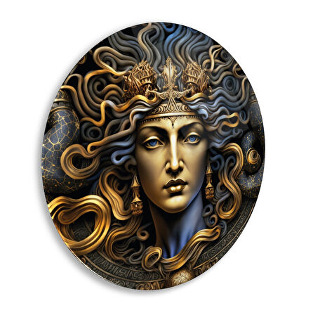 Medusa Yuvarlak Cam Tablo | Hediyelik, Dekoratif, Ofis, Mutfak 