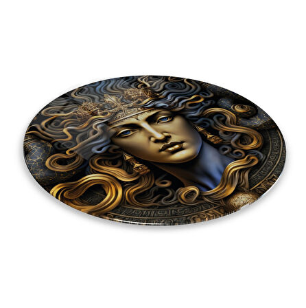 Medusa Yuvarlak Cam Tablo | Hediyelik, Dekoratif, Ofis, Mutfak 