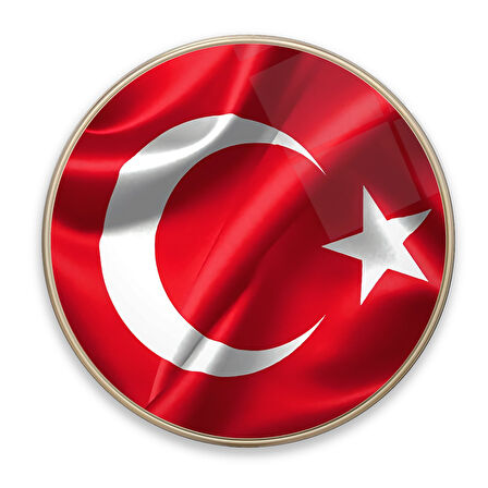 Bayrak Yuvarlak Cam Tablo | Hediyelik, Dekoratif, Ofis, Mutfak 