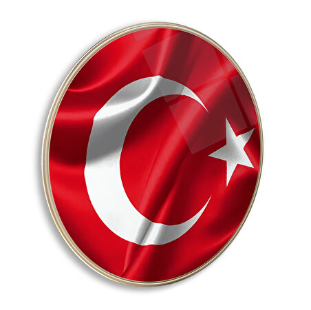 Bayrak Yuvarlak Cam Tablo | Hediyelik, Dekoratif, Ofis, Mutfak 