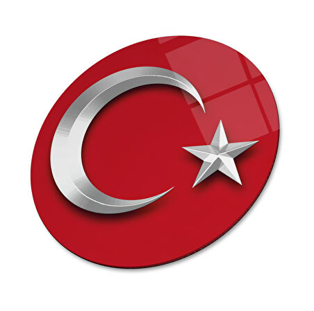 Bayrak Yuvarlak Cam Tablo | Hediyelik, Dekoratif, Ofis, Mutfak 