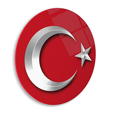 Bayrak Yuvarlak Cam Tablo | Hediyelik, Dekoratif, Ofis, Mutfak 