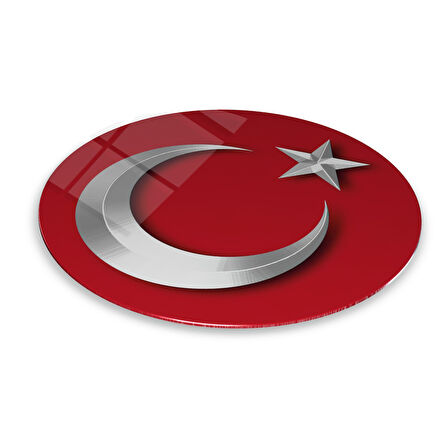Bayrak Yuvarlak Cam Tablo | Hediyelik, Dekoratif, Ofis, Mutfak 