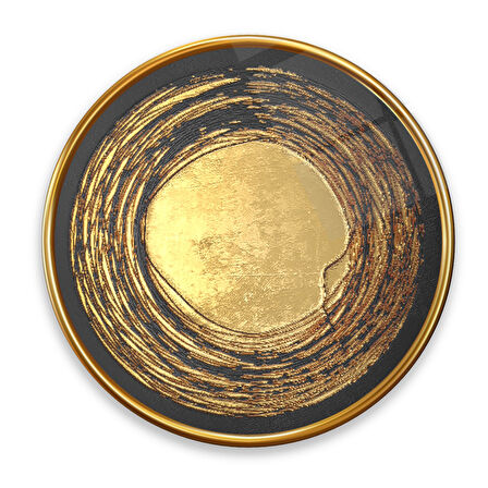 Gold Desen Yuvarlak Cam Tablo | Hediyelik, Dekoratif, Ofis, Mutfak 