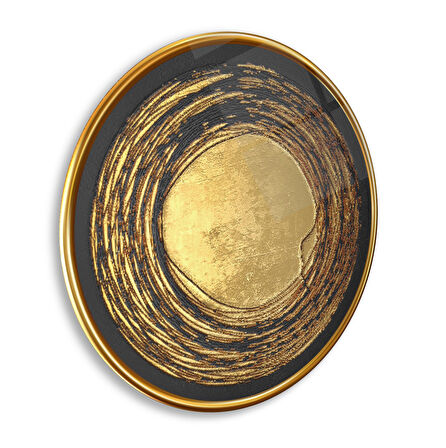 Gold Desen Yuvarlak Cam Tablo | Hediyelik, Dekoratif, Ofis, Mutfak 