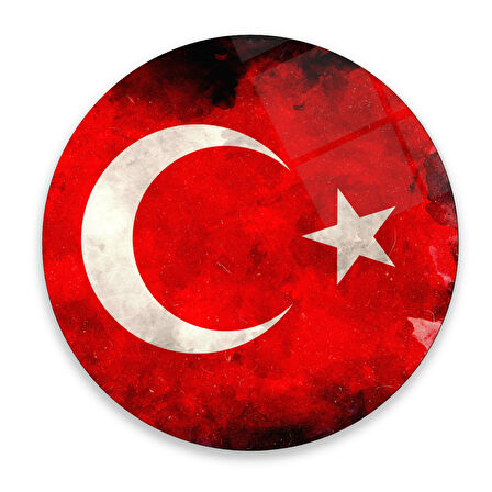 Bayrak Yuvarlak Cam Tablo | Hediyelik, Dekoratif, Ofis, Mutfak 