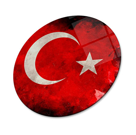 Bayrak Yuvarlak Cam Tablo | Hediyelik, Dekoratif, Ofis, Mutfak 
