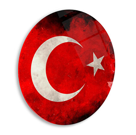 Bayrak Yuvarlak Cam Tablo | Hediyelik, Dekoratif, Ofis, Mutfak 