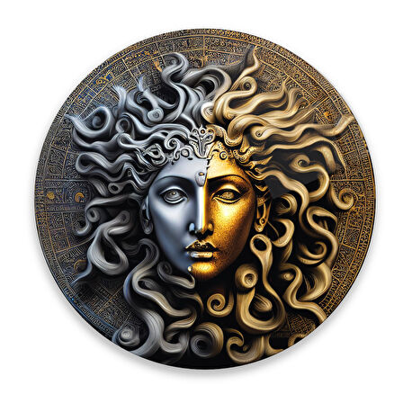 Medusa Yuvarlak Cam Tablo | Hediyelik, Dekoratif, Ofis, Mutfak 