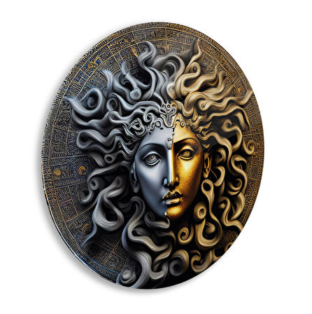 Medusa Yuvarlak Cam Tablo | Hediyelik, Dekoratif, Ofis, Mutfak 