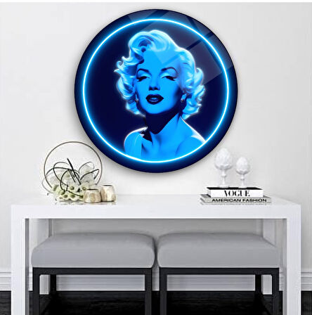 Neon Görünümlü Marilyn Monroe Cam Tablo | Hediyelik, Dekoratif, Ofis, Mutfak 
