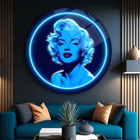 Neon Görünümlü Marilyn Monroe Cam Tablo | Hediyelik, Dekoratif, Ofis, Mutfak 