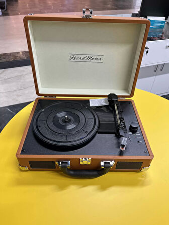 Record Master 3 Devir Plak Çalar Çantalı Pikap Kahverengi