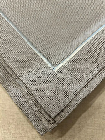 Çeyizlik Piko Sarma Detaylı Dertsiz Masa Örtüsü Simsiz Gri