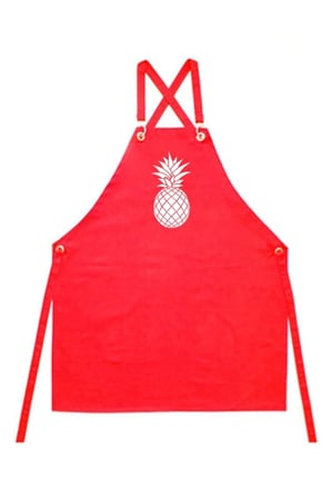 Mutfak Önlüğü Masterchef Ananas Desenli - Tokalı Kırmızı Önlük