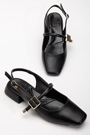 Suins Pirge Siyah&Ten Kadın Babet Ayakkabı