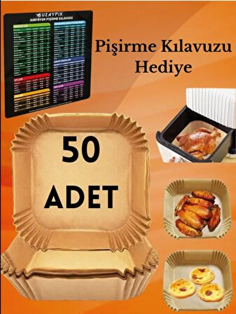 Airfryer Pişirme Kağıdı 50 Adet Magnet Hediyeli Air Fryer Pişirme Kağıdı Pişirme Kılavuzu Hediyeli