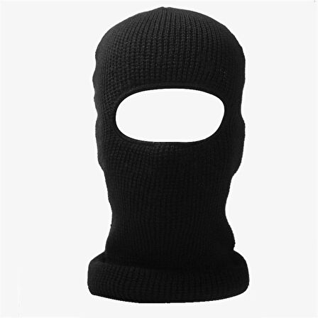 Unisex Siyah Kışlık Triko Örme Tek Gözlü Kar Maskesi Balaclava