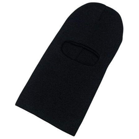Unisex Siyah Kışlık Triko Örme Tek Gözlü Kar Maskesi Balaclava