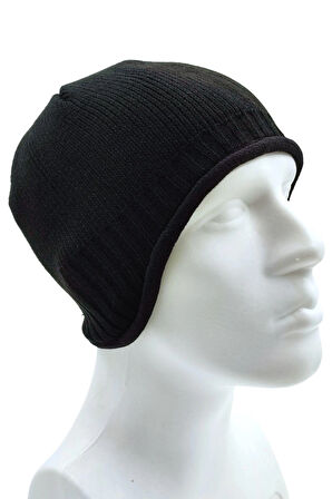 Siyah Kışlık Içi Polarlı Kulaklıklı Bere Winter Beret