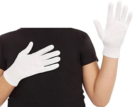 Çocuk Beyaz Unisex 10 - 14 Yaş - Bando - Pandomim - Gösteri - Merasim - Etkinlik Eldiveni - 23 Nisan - 19 Mayıs - 29 Ekim