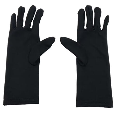Siyah Uzun Çarşaf Tesettür Gösteri Merasim Tören Eldiveni Gloves