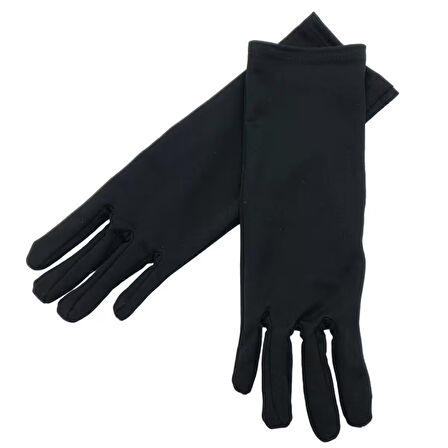 Siyah Uzun Çarşaf Tesettür Gösteri Merasim Tören Eldiveni Gloves