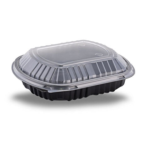 Şeffaf Kapaklı Sıcak Soğuk Isıya Dayanıklı Yemek Salata Kabı Kutusu - Kare - 21x25 Cm. - 50 Adet