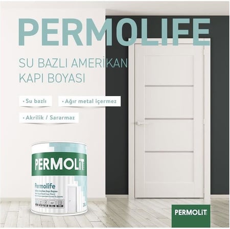 Permolit Permolife Su Bazlı Amerikan Panel Kapı Boyası - KOYU KAHVE - 0.75 Lt.