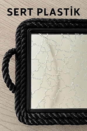 Sert Plastik Dikdörtgen Sunum Tepsisi, Dayanıklı ve Şık Servis Çözümü